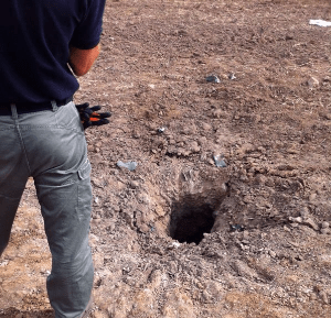 Rocket impact in ground