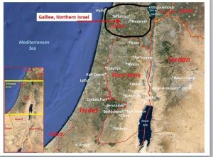 map showing gallilee in northern israel