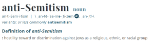 miriam webster anti semitism